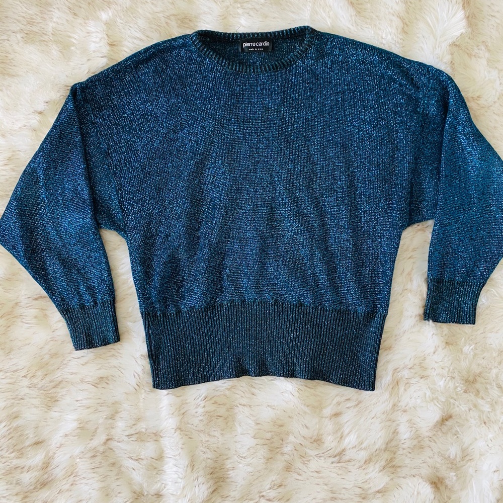 Vintage teal metallic tunic style top